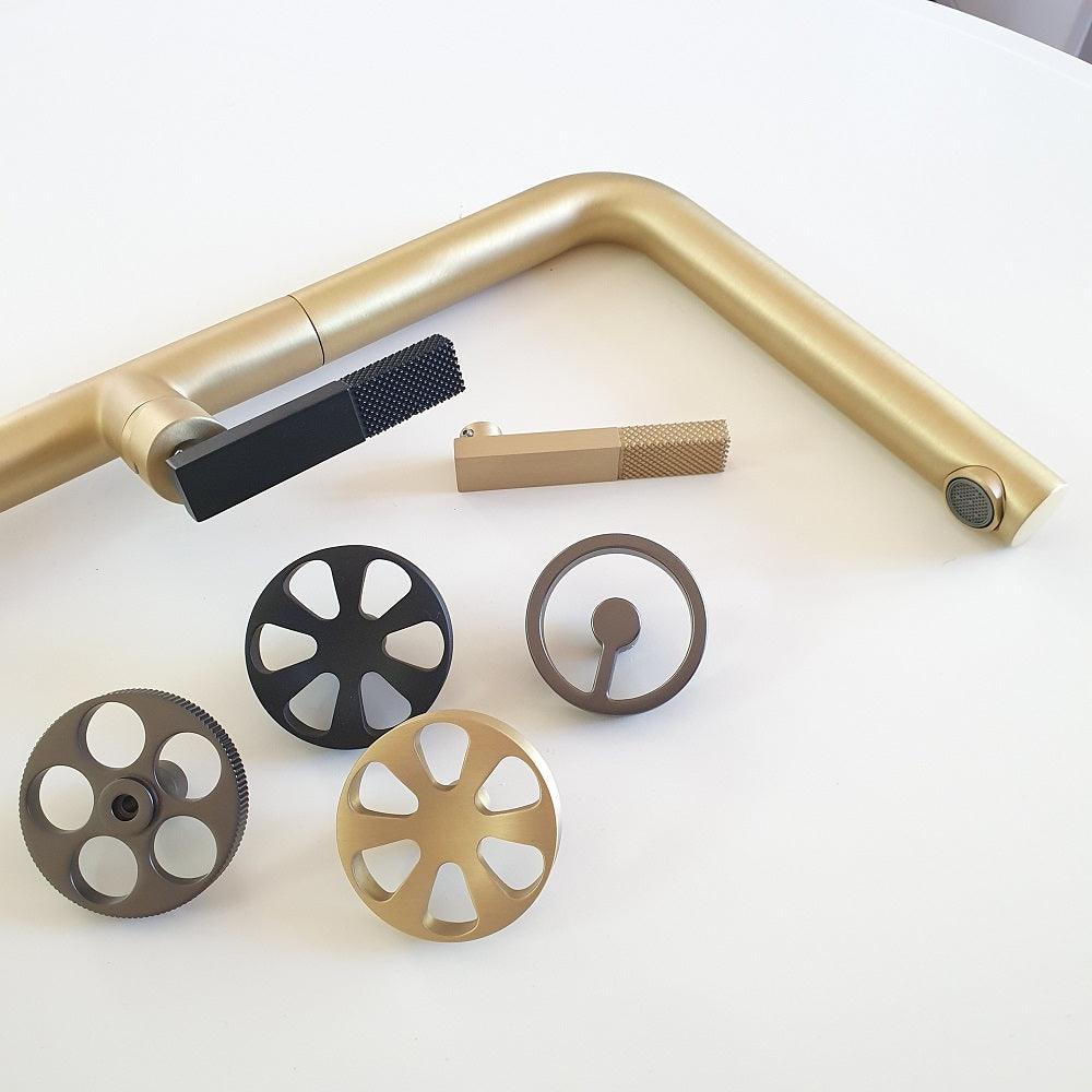 Potento Brass/Gold Mix & Match, kitchen mixer tap - Olif