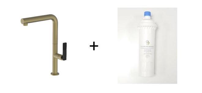 Potento Brass/Gold Mix & Match, kitchen mixer tap - Olif