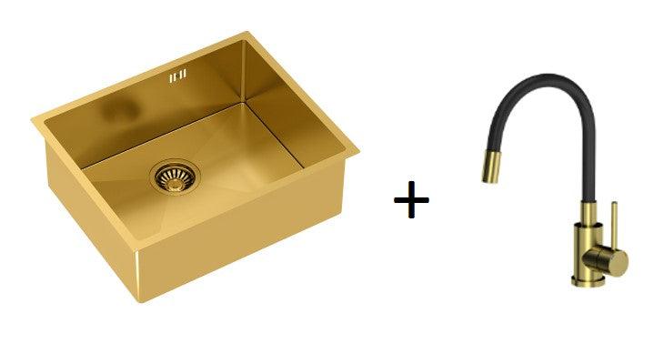 Quadron Anthony Gold, PVD Nano kitchen sink - Olif