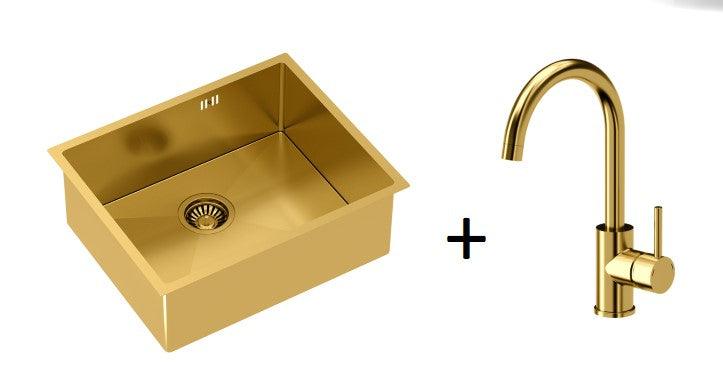 Quadron Anthony Gold, PVD Nano kitchen sink - Olif