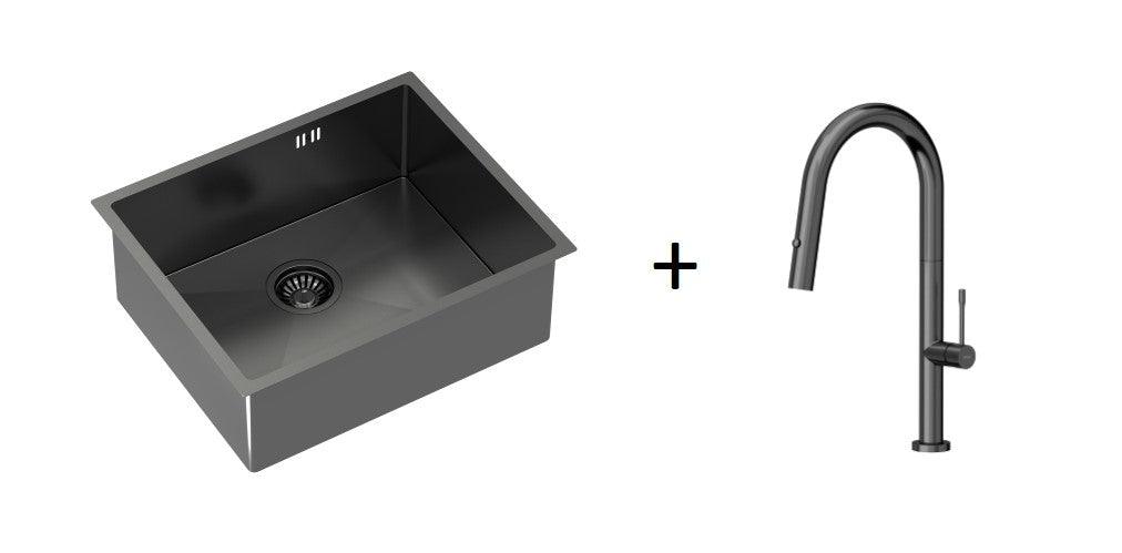 Quadron Anthony Graphite, PVD Nano kitchen sink - Olif