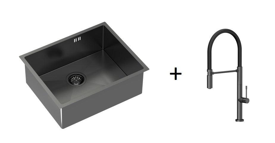 Quadron Anthony Graphite, PVD Nano kitchen sink - Olif