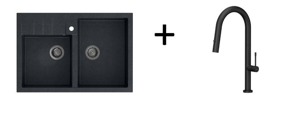 Quadron Bill 120 Black, belfast granite sink, Mix and Match - Olif