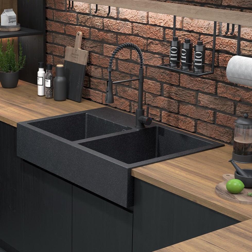 Quadron Bill 120 Pure Carbon, belfast granite sink - Olif