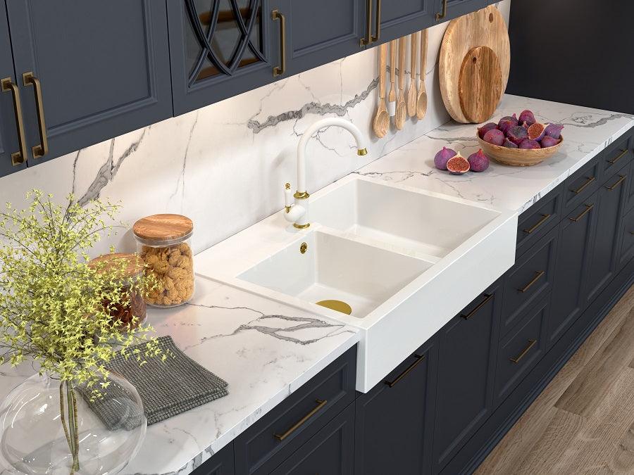 Quadron Bill 120 White, belfast granite sink, Mix and Match - Olif