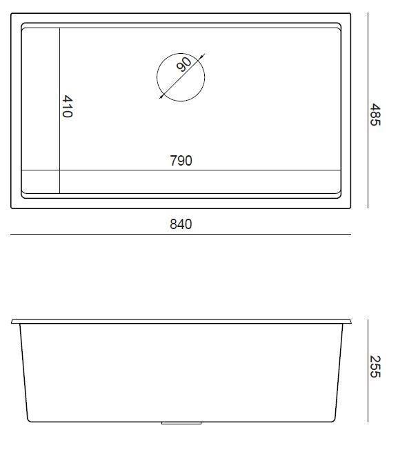 Quadron Clark 840 White, topmount or undermount sink - Olif