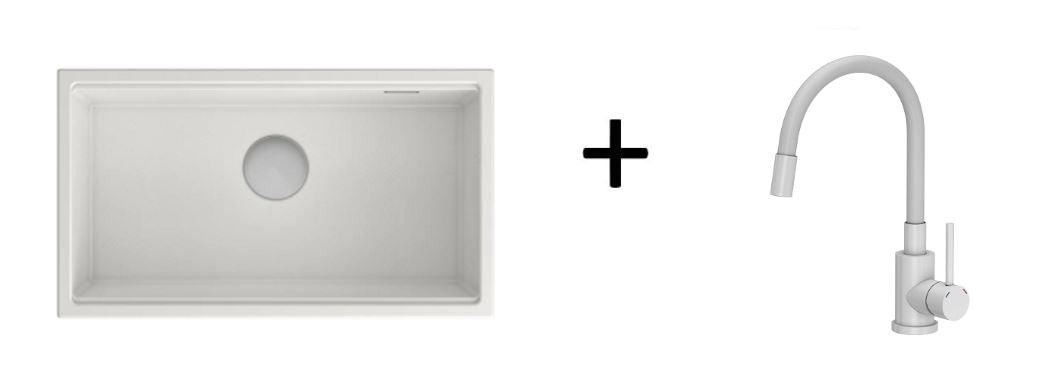 Quadron Clark 840 White, topmount or undermount sink - Olif