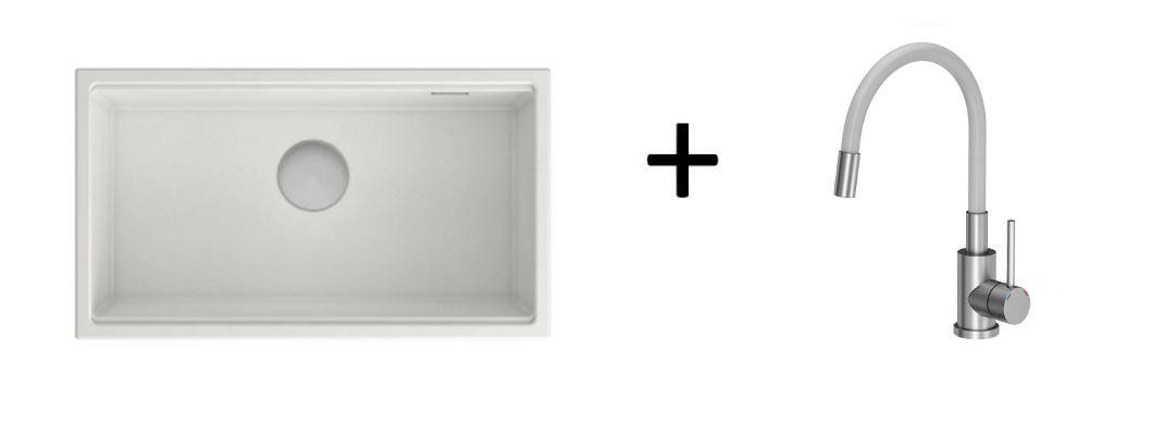 Quadron Clark 840 White, topmount or undermount sink - Olif