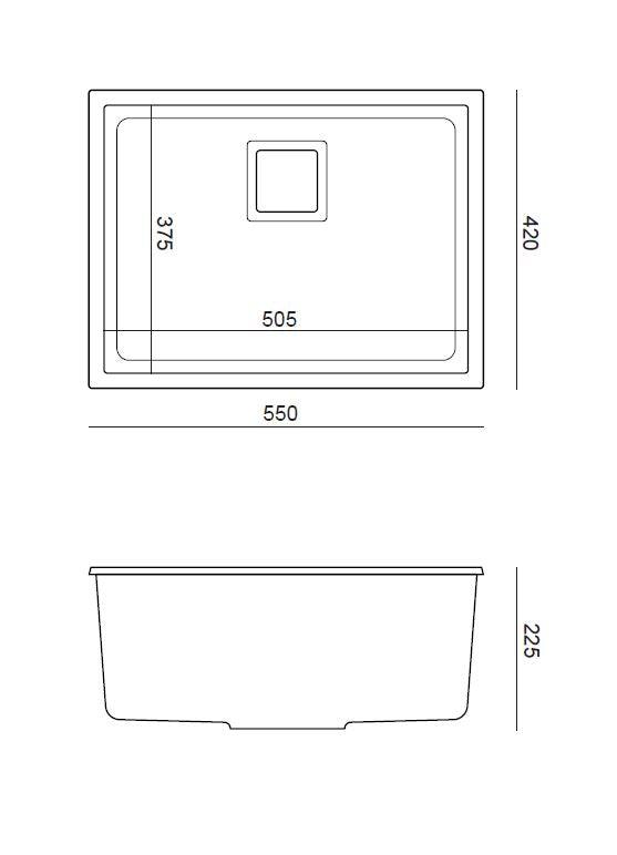 Quadron David 50 Grey, topmount or undermount sink - Olif