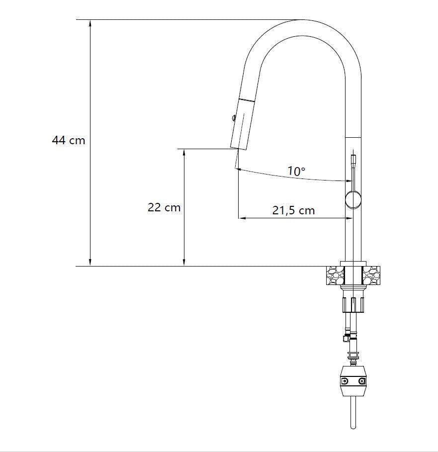 Quadron Felicity kitchen tap, Mix & Match Anthracite & Gold - Olif