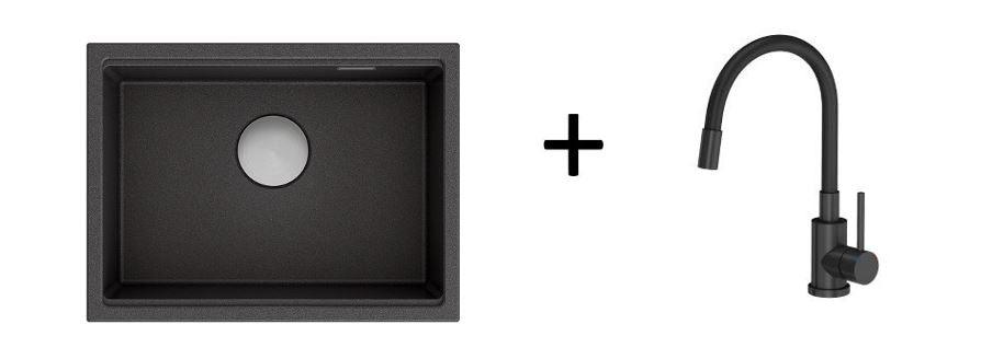 Quadron Logan 100 Black, topmount or undermount sink - Olif