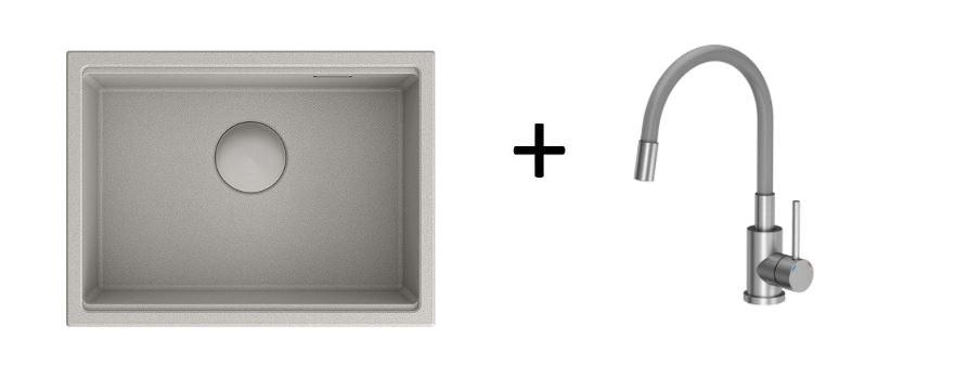 Quadron Logan 100 Grey, topmount or undermount sink - Olif