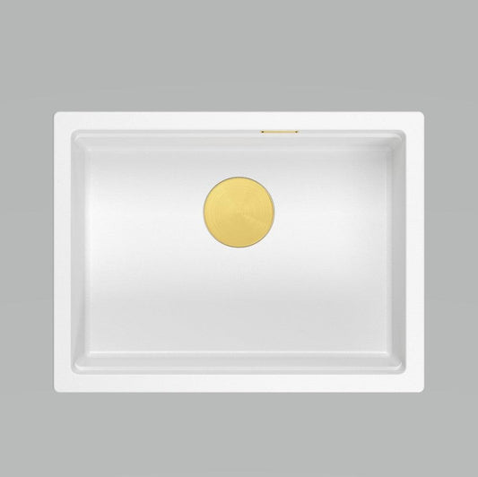 Granite 595mm kitchen sink gold waste, undermount | Quadron Logan 100 ...