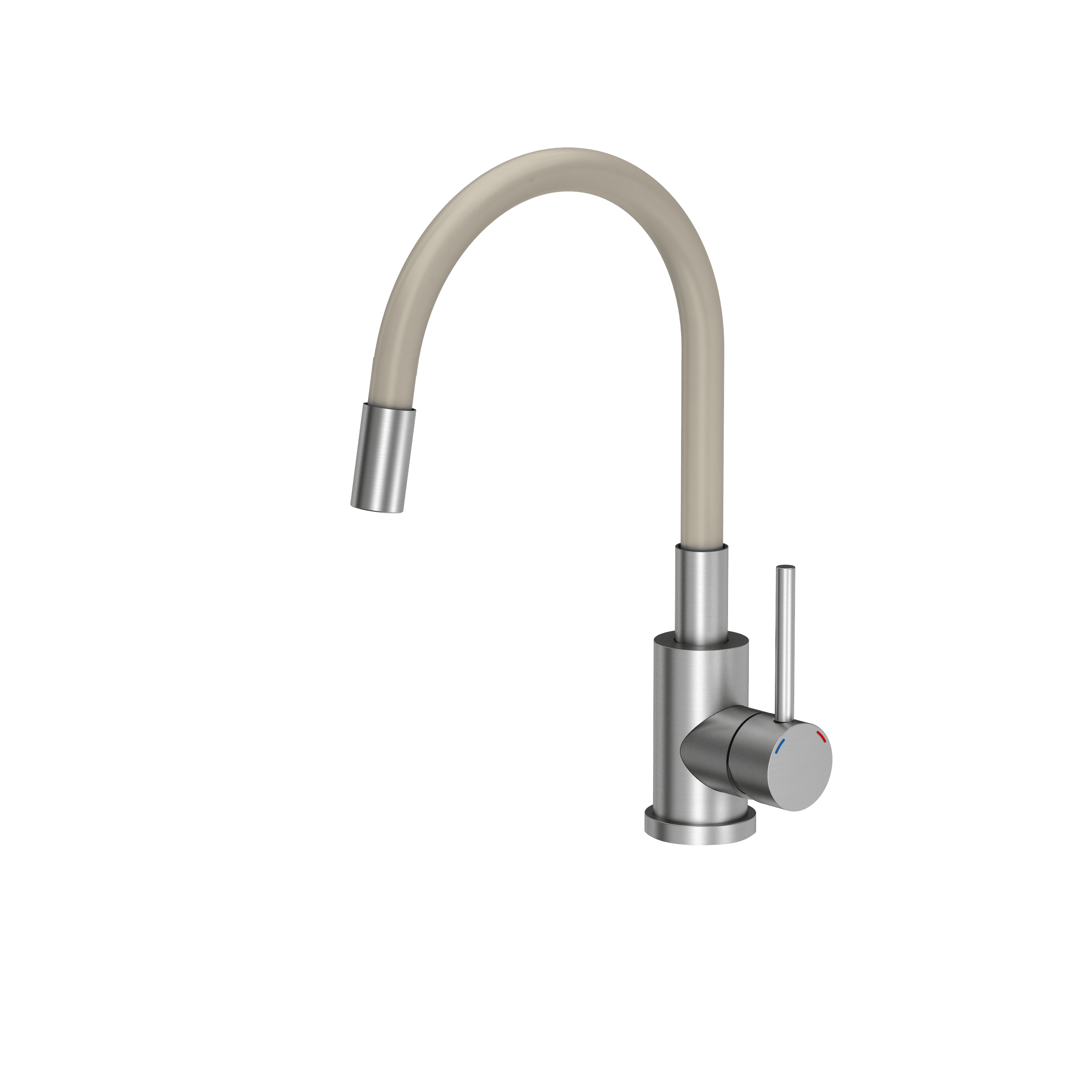 Quadron Maggie Stretch kitchen tap, Beige/Brushed Steel - Olif