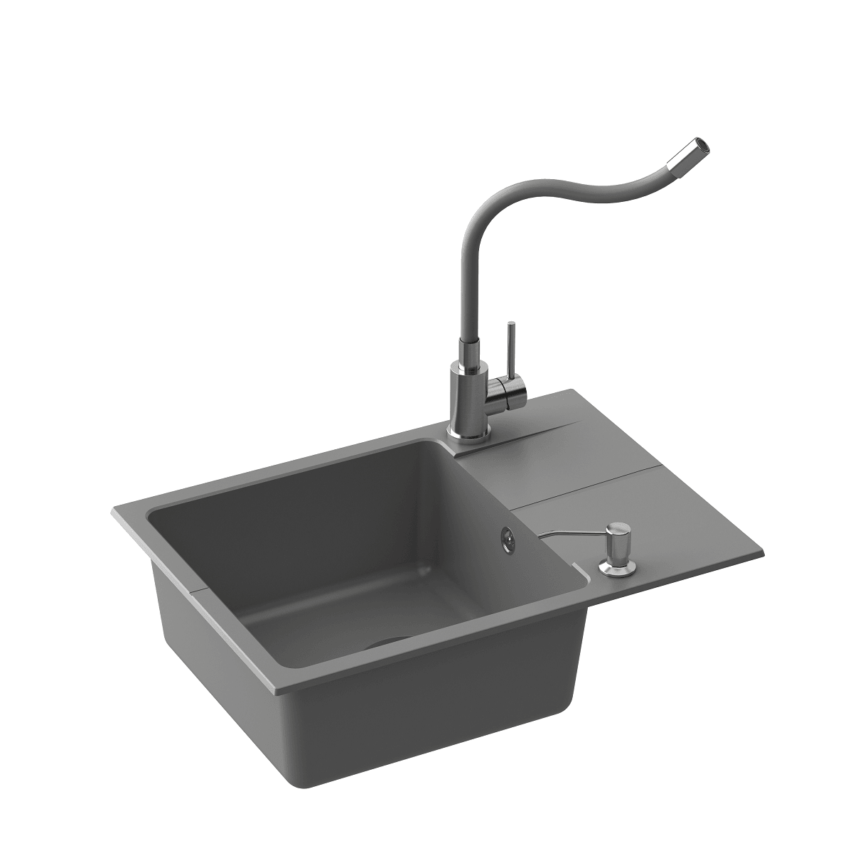 Quadron Maggie Stretch kitchen tap, Grey/Brushed Steel - Olif