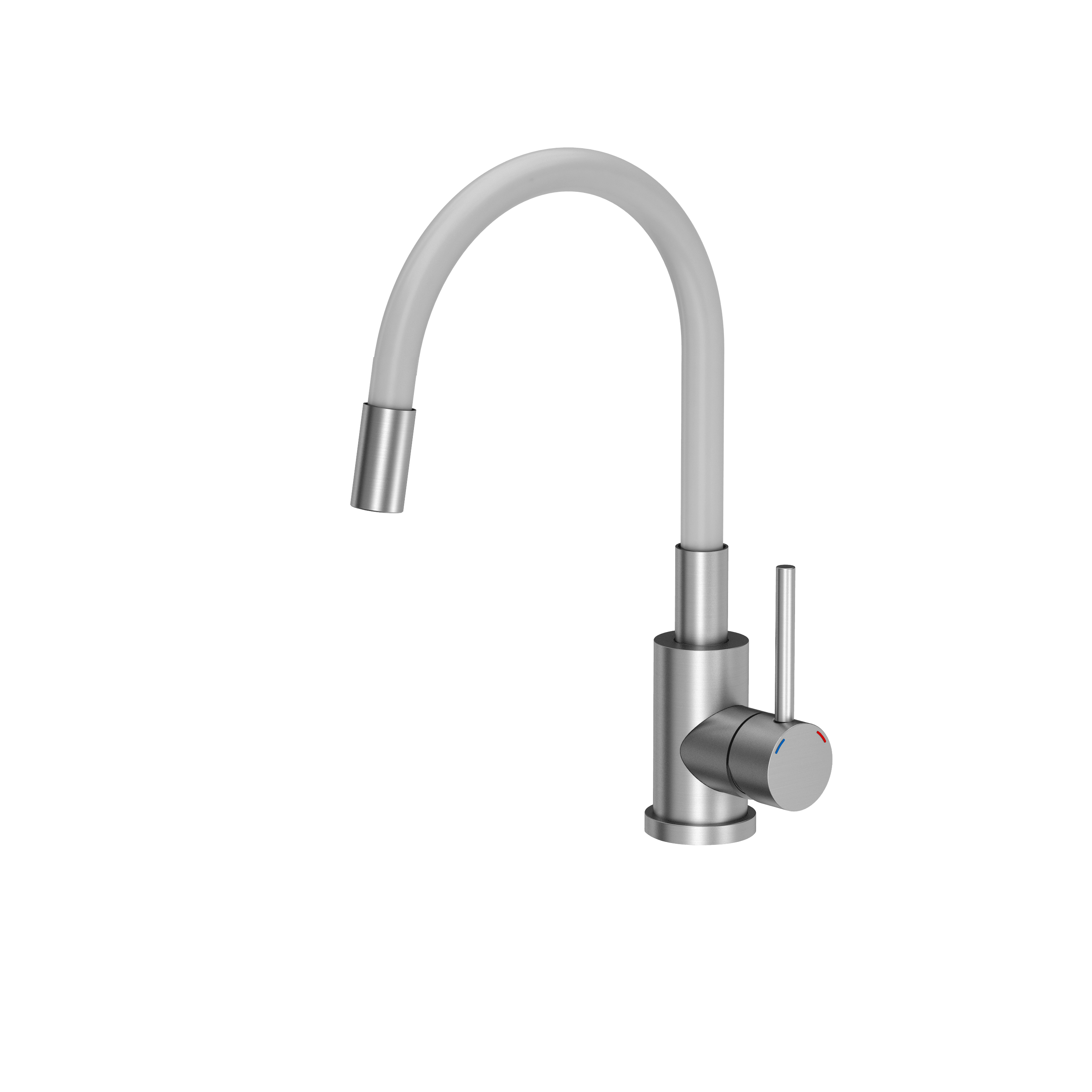 Quadron Maggie Stretch kitchen tap, Matte White/ Brushed Steel - Olif