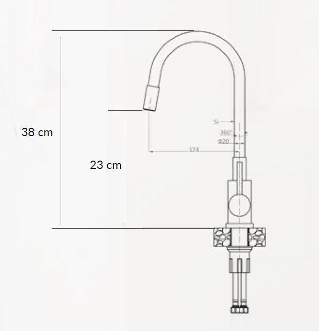 Quadron Maggie Stretch kitchen tap, Matte White/ Brushed Steel - Olif