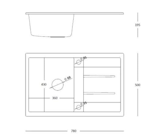 Quadron Morgan 111 Grey topmount sink, Mix and Match - Olif