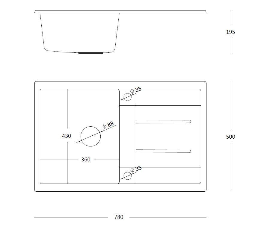 Quadron Morgan 111 White topmount sink, Mix and Match - Olif