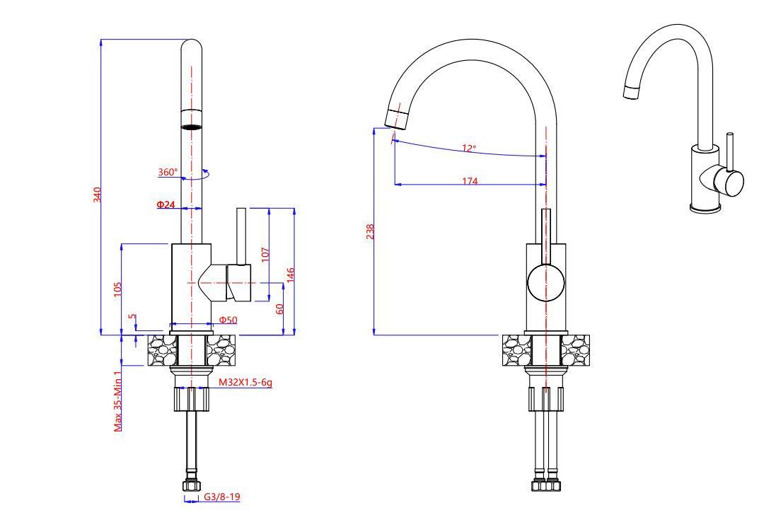 Quadron Naomi kitchen mixer tap, Copper - Olif