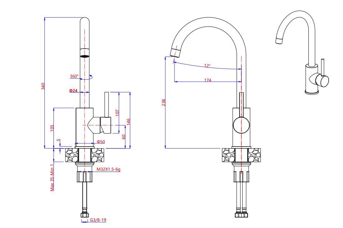 Quadron Naomi kitchen mixer tap, Gold - Olif