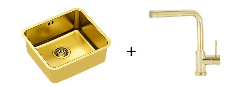 Quadron Nicolas Gold, PVD Nano kitchen sink - Olif