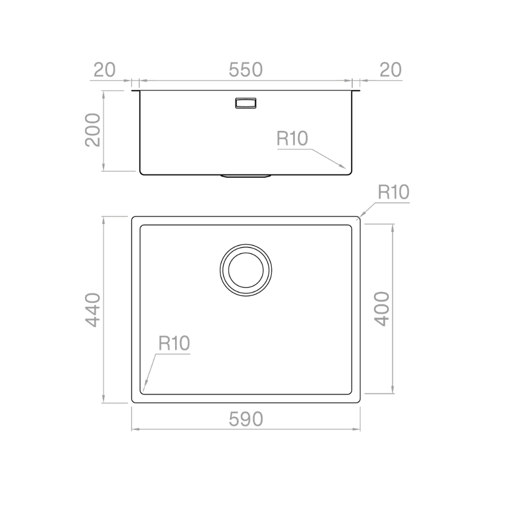Artinox Radius 55, undermount kitchen sink