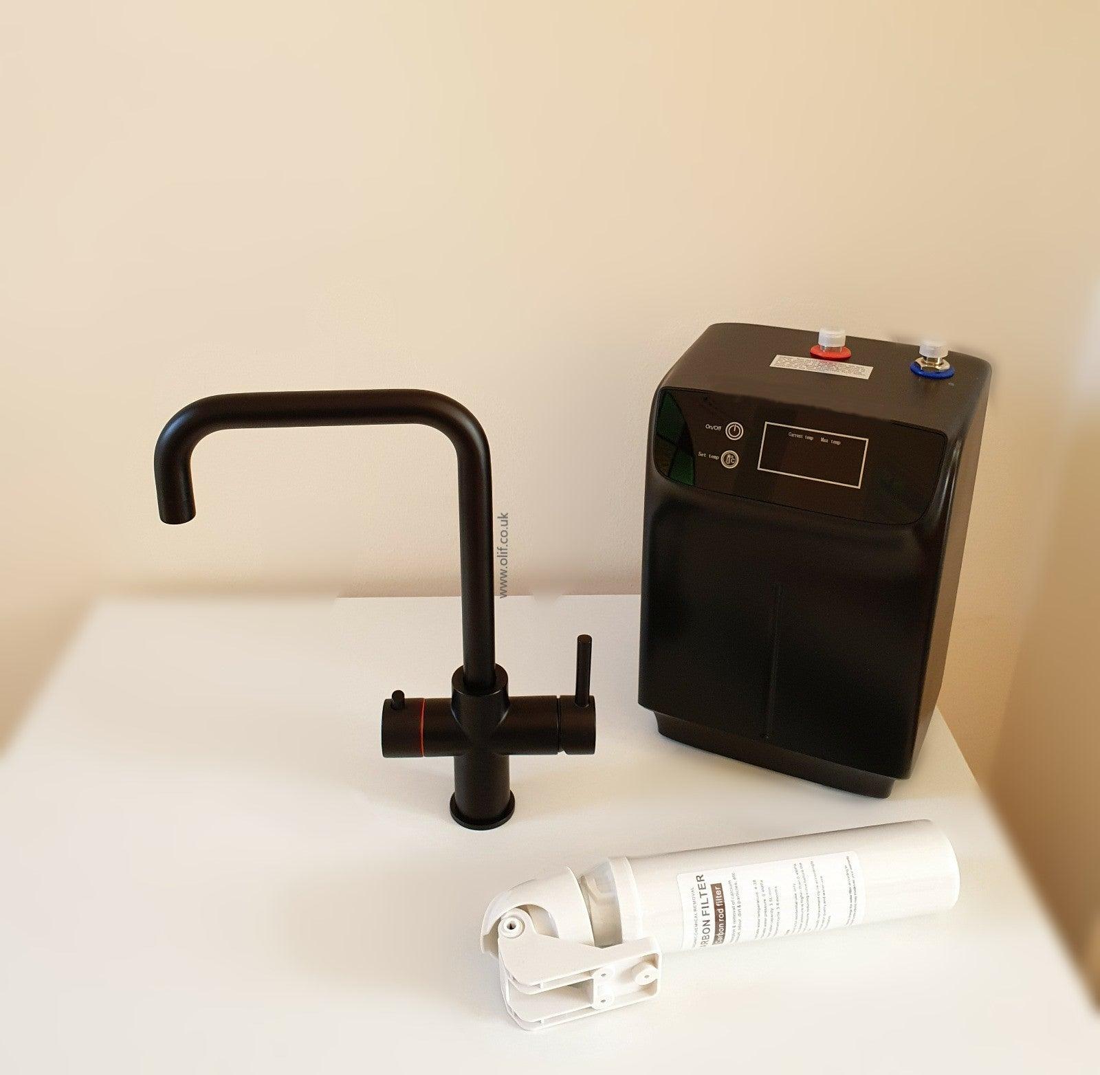 Triniti 3n1 Instant Hot Water tap Matte Black, with boiler and filter - Olif