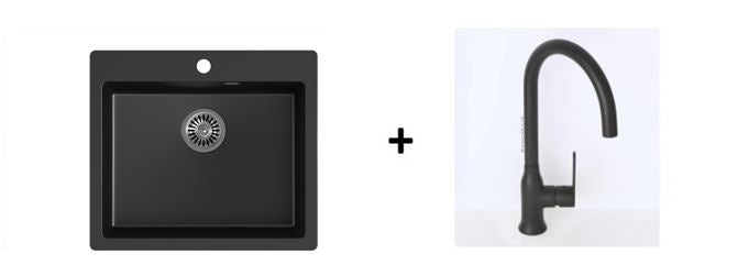 Quadron Morgan 110 Pure Black topmount sink