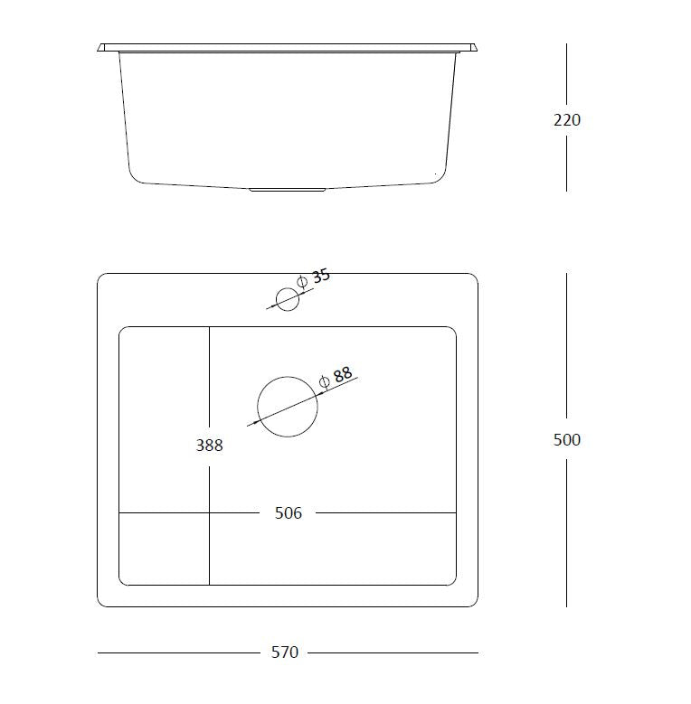 Quadron Morgan 110 Pure Black topmount sink