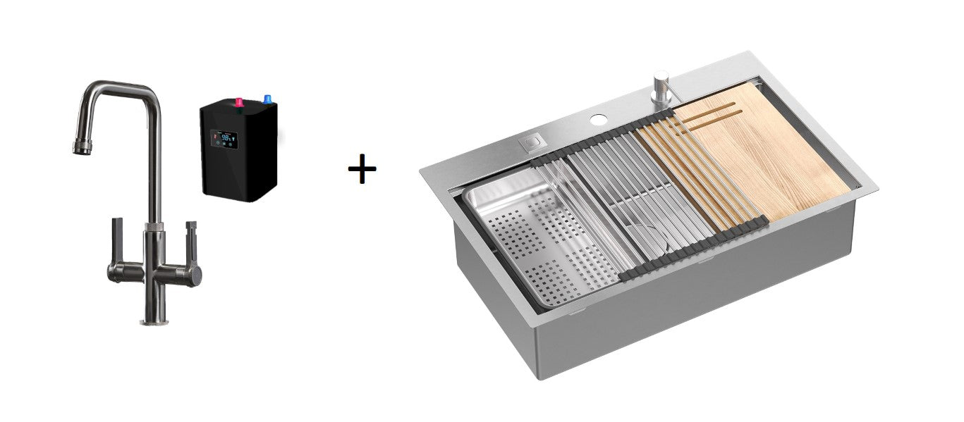 Olif Robusto 3n1 Instant Hot Water tap Brushed Nickel, with boiler