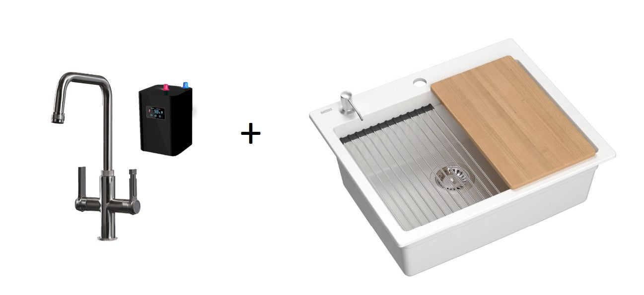 Olif Robusto 3n1 Instant Hot Water tap Brushed Nickel, with boiler