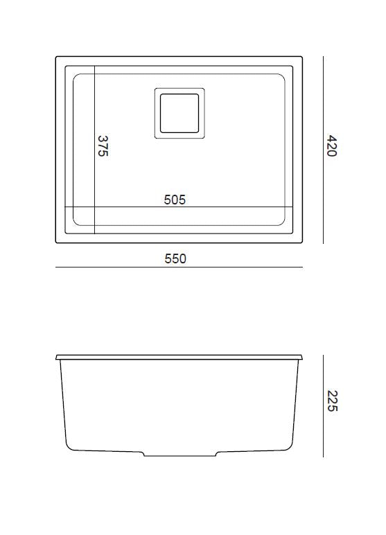 Quadron David 50 Pure Black, topmount or undermount sink